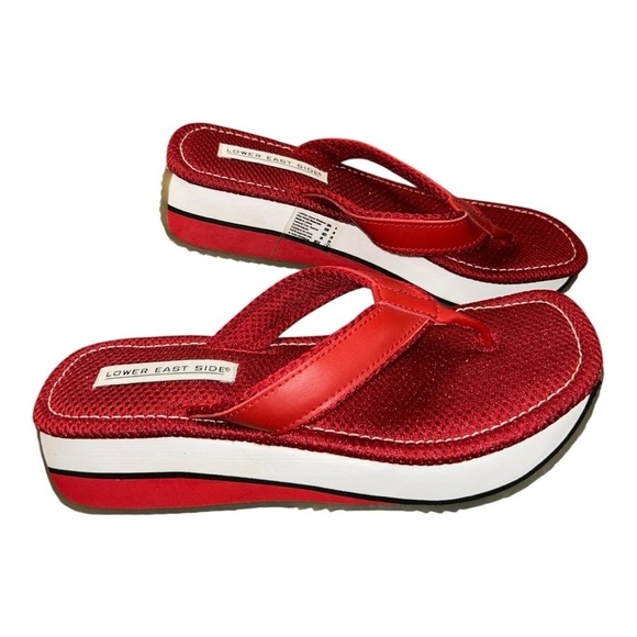 Lower East Side Red Rare Y2K Vintage Platform Flip Flop Sandals Women’s Sz 8 - Picture 7 of 12